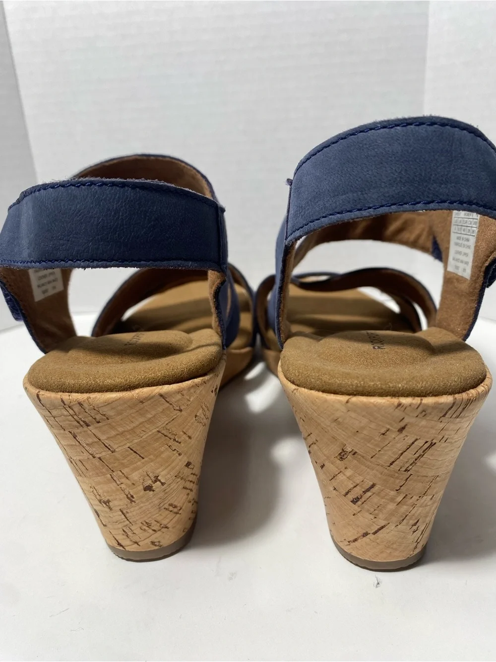 Rockport Briah platform wedge heel sandals Nubuck leather Blue Sz 9